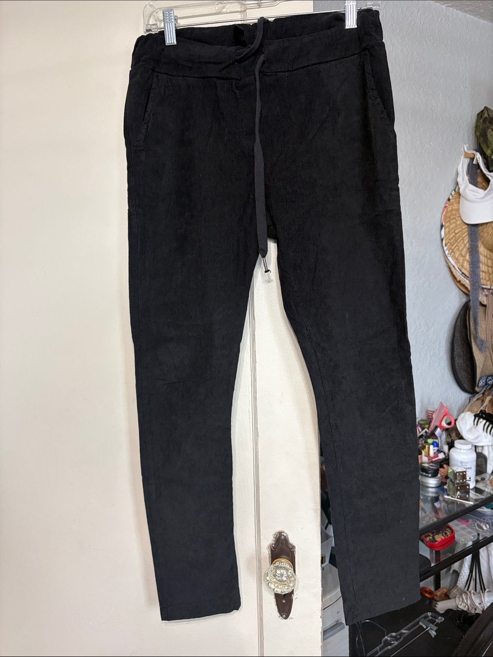 Black Drawstring Corduroy Pants